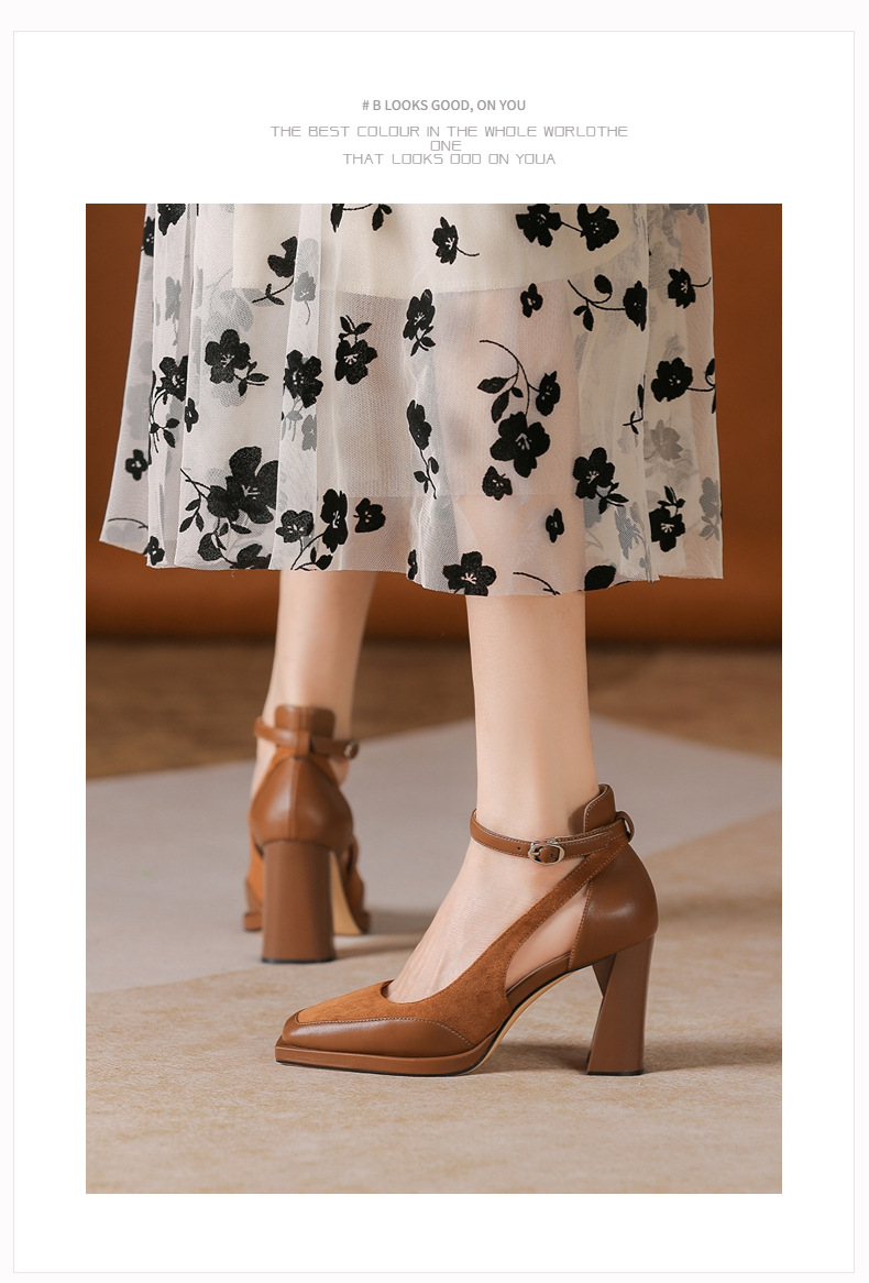 Sandales Y9530 imperméables à plateforme et talon bloc romain, style ajouré sur le côté, nouveauté été, à une bride, polyvalentes et élégantes, idéales pour les déplacements quotidiens et les occasions professionnelles._voghion.com