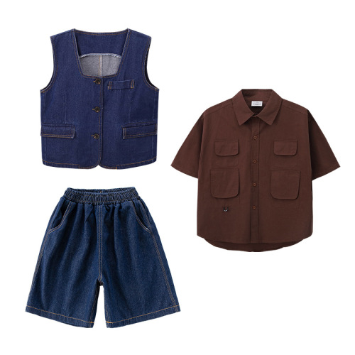 Girls' jazz dance clothing handsome jeans street dance performance suit set children's hip hop hiphop show stage fashion 