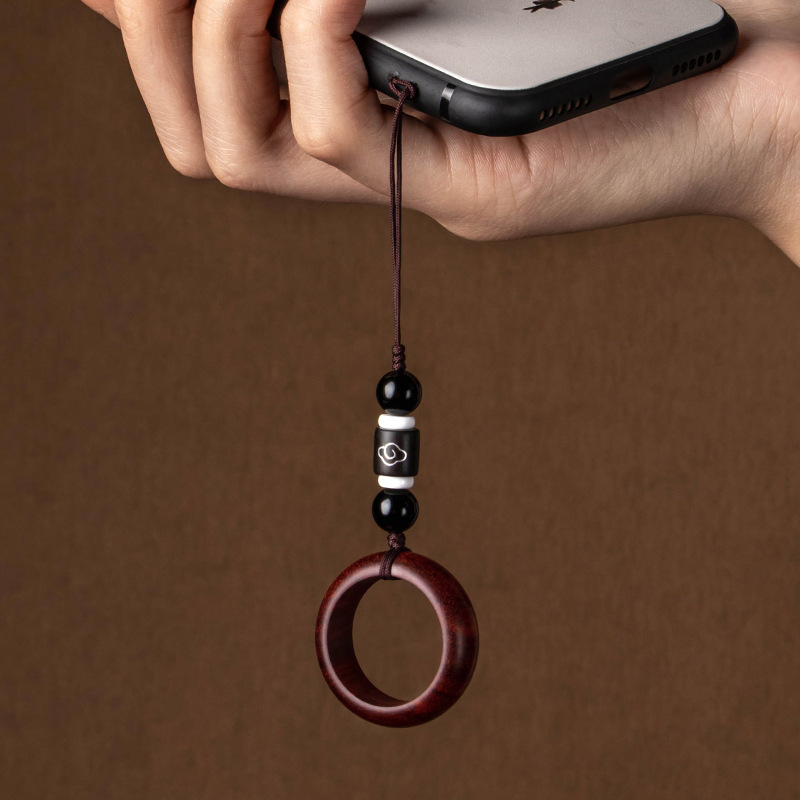 Ebony Wood Ring Phone Chain, Black Ebony Wood Keychain, Anti-Lost Phone Lanyard for Men and Women, USB Flash Drive Holder Ebony Wood Ring Phone Chain, Black Ebony Wood Keychain, Anti-Lost Phone Lanyard for Men and Women, USB Flash Drive Holder