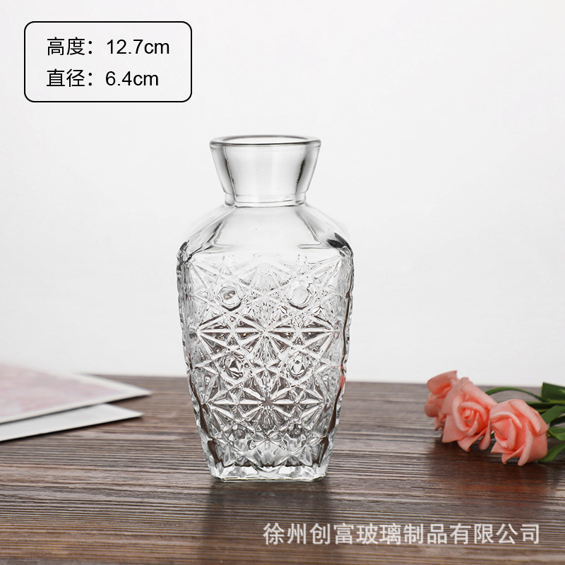 Luz de lujo simple retro mini jarrón de vidrio en vidrio de viento pequeño jarrón de flores flores flores secas flores decoración de oficina