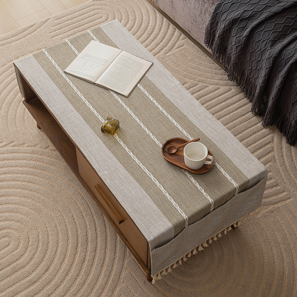 Japanese ins style waterproof tablecloth coffee table storage cover towel geometric pattern TV cabinet cover cloth refrigerator dust cover cloth