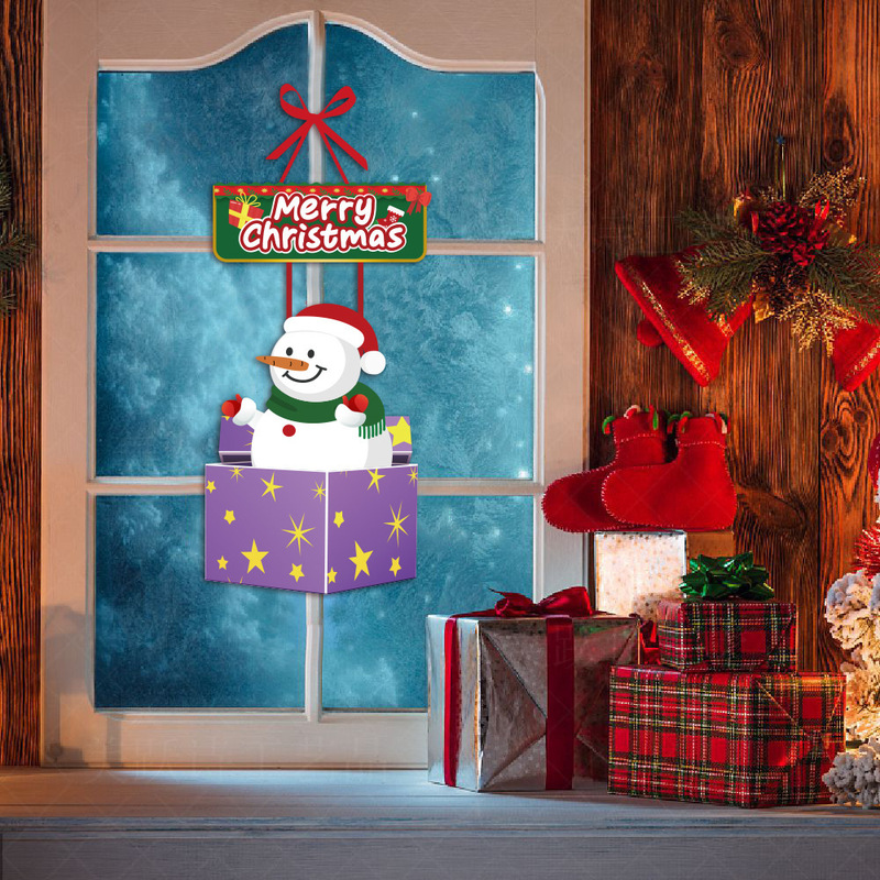 アマゾンの新しいクリスマスの装飾のドアの幅の扉は新年のパーティーのクリスマスの飾りの雪だるまのクリスマスツリーの扉を掛けます。|undefined