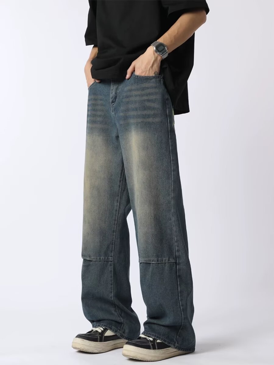 Men's Clothing Men's Jeans High Quality American New Wide Leg Niche High Quality Casual Jeans_mkmklike.com