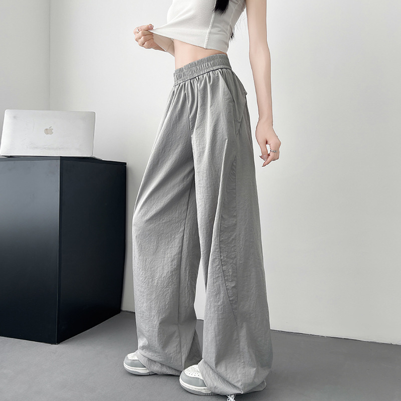 High-Waisted Casual Pants for Women, Spring and Summer, with a Simple Design, Drapey Feel, Convertible Style, Straight Wide-Leg, Loose Fit, Slimming, Casual, Floor-Length High-Waisted Casual Pants for Women, Spring and Summer, with a Simple Design, Drapey Feel, Convertible Style, Straight Wide-Leg, Loose Fit, Slimming, Casual, Floor-Length