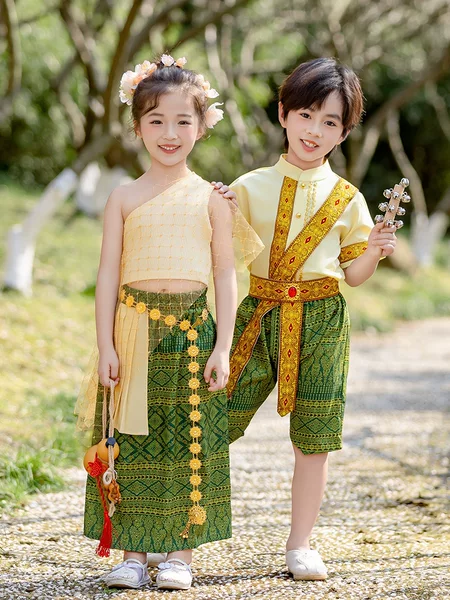 Children's Costumes for June 1 Children's Costumes for Yunnan Dai Nationality Costumes for Men and Women Children's Costumes for Water-splashing Festival Ethnic Minority Children's Costumes Thai