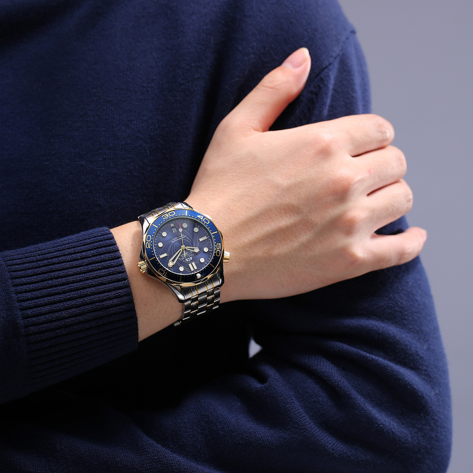Men's Automatic Watch Gold Steel Mechanical Luminous Men's Watch_voghion.com