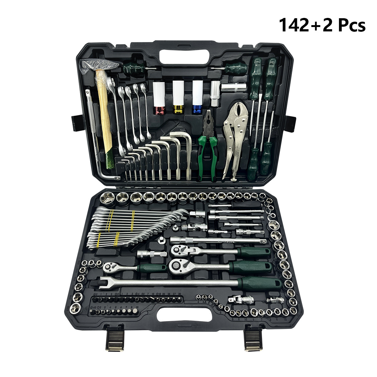 Juego de 142 piezas con superficie mate de 72 dientes.
