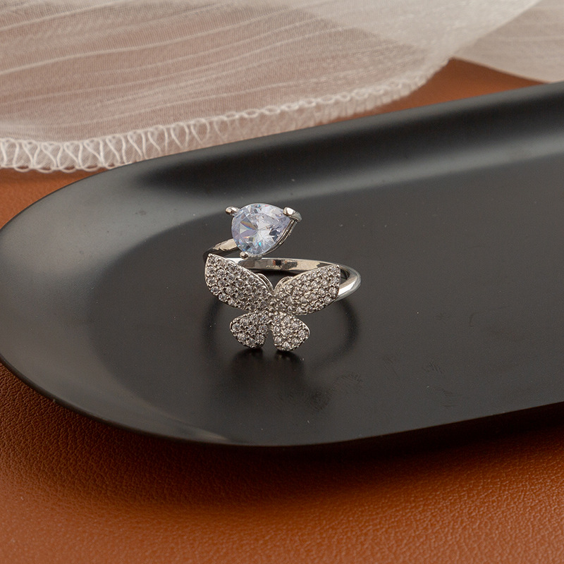 Butterfly Zircon Ring Silver