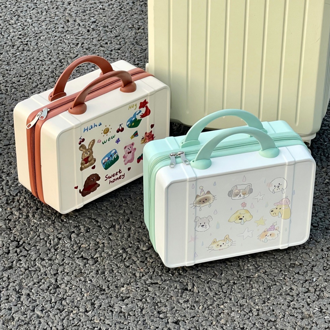 Original de 14 pulgadas maleta de mano maquillaje regalo de mano caja de boda pequeña mini caja puede imprimir logotipo