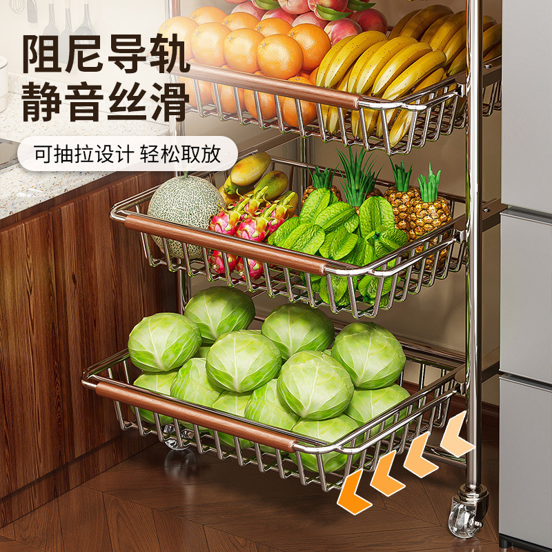 Youqin キッチン収納ラック多層隙間移動野菜バスケット果物と野菜の収納バスケットアンティークスタイル多機能トロリー|undefined