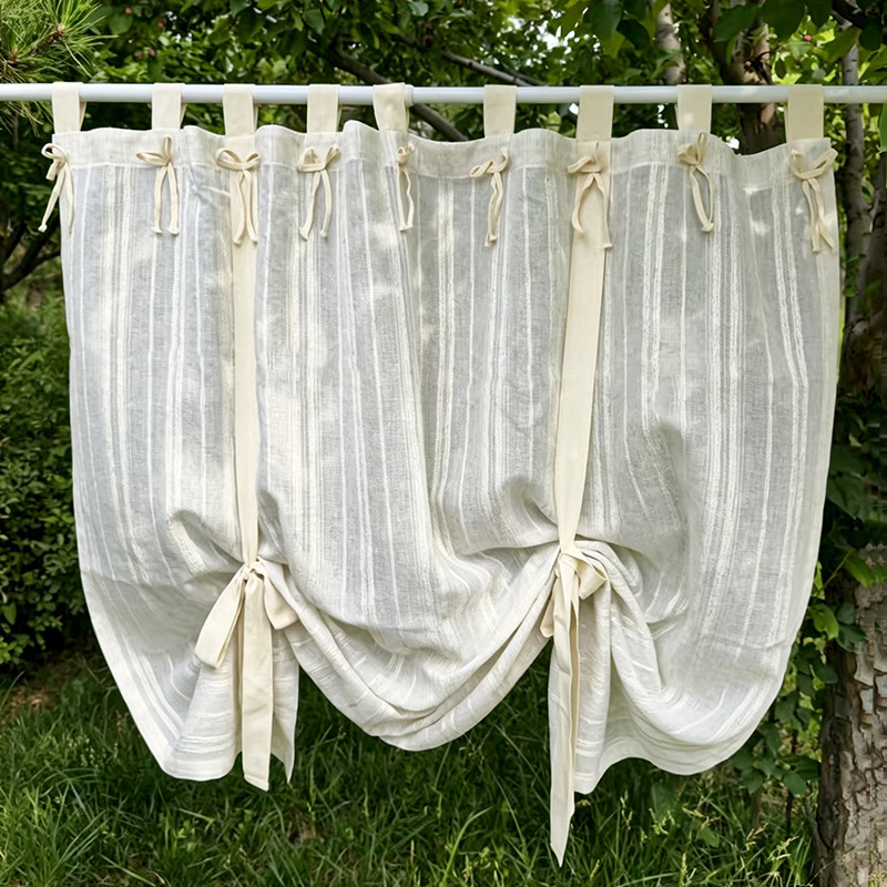 Amazon Cross-Border American Retro Lace Curtains, French Tassel Pull-Up Curtains, Adjustable Sheer Curtains, Archway Partition Curtains