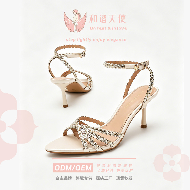New Rhinestone Pointed-Toe High-Heeled Shoes, Open-Toe High-Heeled Sandals for Evening Wear, Elegant and Luxurious Rhinestone-Embellished Stiletto Sandals New Rhinestone Pointed-Toe High-Heeled Shoes, Open-Toe High-Heeled Sandals for Evening Wear, Elegant and Luxurious Rhinestone-Embellished Stiletto Sandals