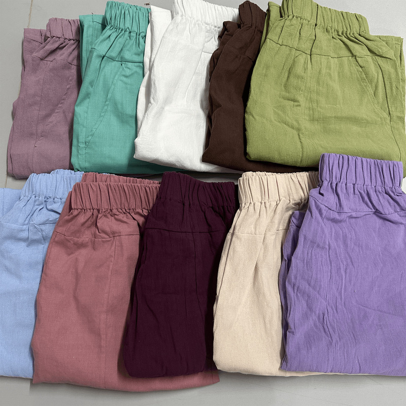Cross-Border High-Waisted Pure Cotton Comfortable Wide-Leg Yoga Pants Breathable Casual Sports Carrot Pants Dopamine