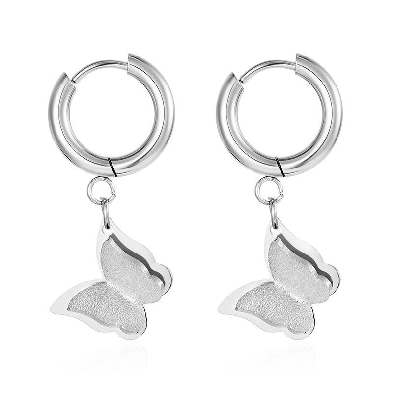 Pendientes colgantes de moda transfronteriza europea y americana, aretes redondos de acero inoxidable de todo fósforo, pendientes simples para mujer de 18K chapados al por mayor