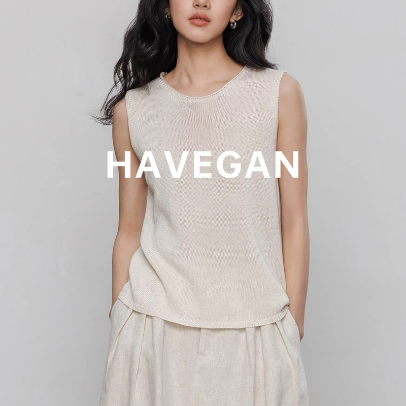 Havegan/Summer Round Neck Thin Tencel Linen Vest Women's Sleeveless 2025 New Casual Top