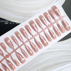 30片手工穿戴甲漸變貓眼粉小兔氣質流行百搭不傷指甲可拆卸成品