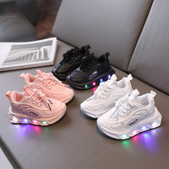 New fashionable sports luminous spring and autumn breathable casual shoes with lights for small and medium-sized children lightweight soft-soled baby toddler shoes