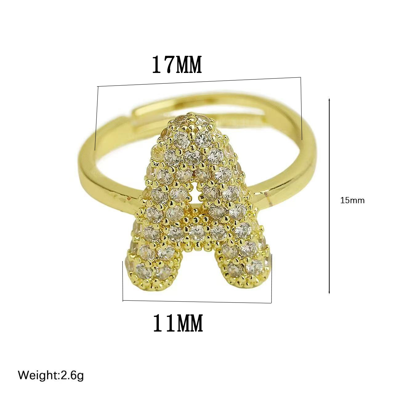 Initialen Ring Aus Vergoldetem Messing Mit Zirkonia Steinen_voghion.com