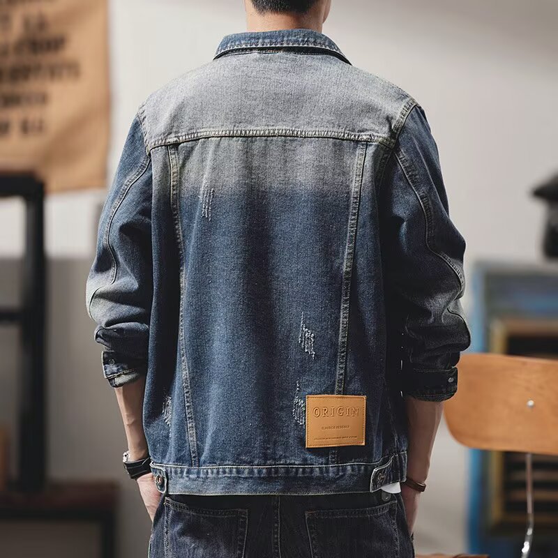 Versatile Denim Jacket For Men's Spring And Autumn Cardigans, Lapel Jacket, Popular Cardigan Top For Teenagers_voghion.com