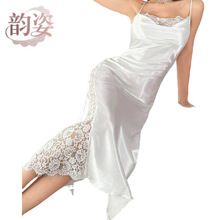跨境新款真丝吊带睡裙夏性感蕾丝家居服内衣高级感情趣睡衣女秋冬