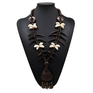 �����ׁ���ɫҬ��ľ��ؐ��Y���Lë��朻��ͷ���Ůʿ�� necklace