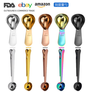 Amazon Stainless Steel Coffee Bean Measuring Spoon 304 with Scale Short Handle Measuring Spoon 30ml15ml Household Baking Measuring Spoon