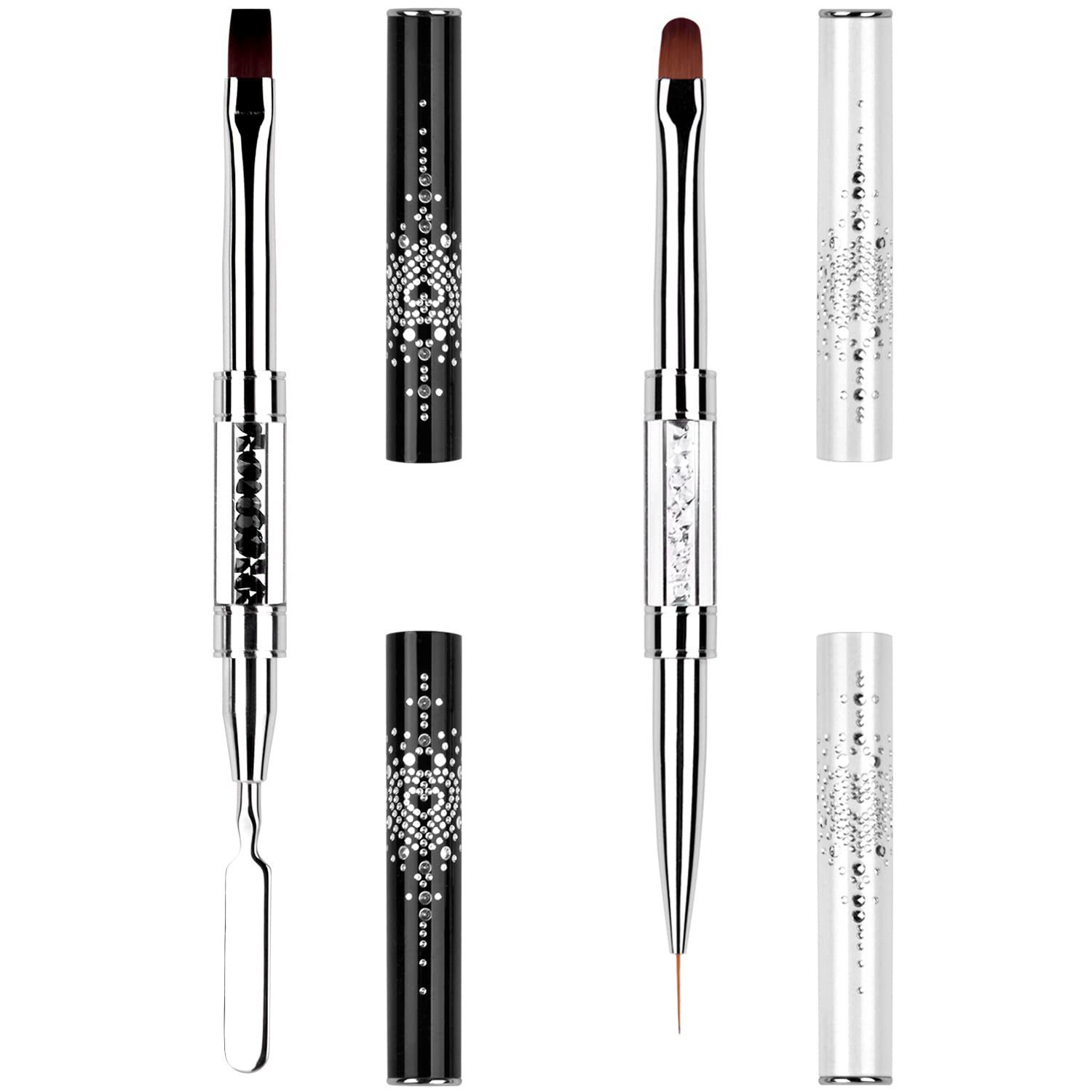Double-Ended Phototherapy Nail Art Pen Set, Double-Ended Steel Push Multi-Functional Line Drawing and Painting Phototherapy Style Extension Nail Art Pen