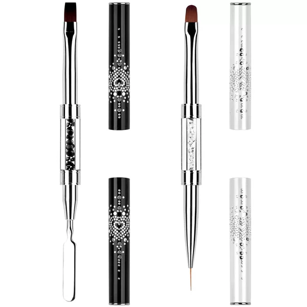 Double-Ended Phototherapy Nail Art Pen Set, Double-Ended Steel Push Multi-Functional Line Drawing and Painting Phototherapy Style Extension Nail Art Pen