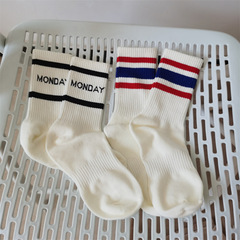 Wholesale Autumn/Winter New Socks - Sporty Ins Letter Couple Socks - Trendy White Socks with Three Stripes Cotton Socks