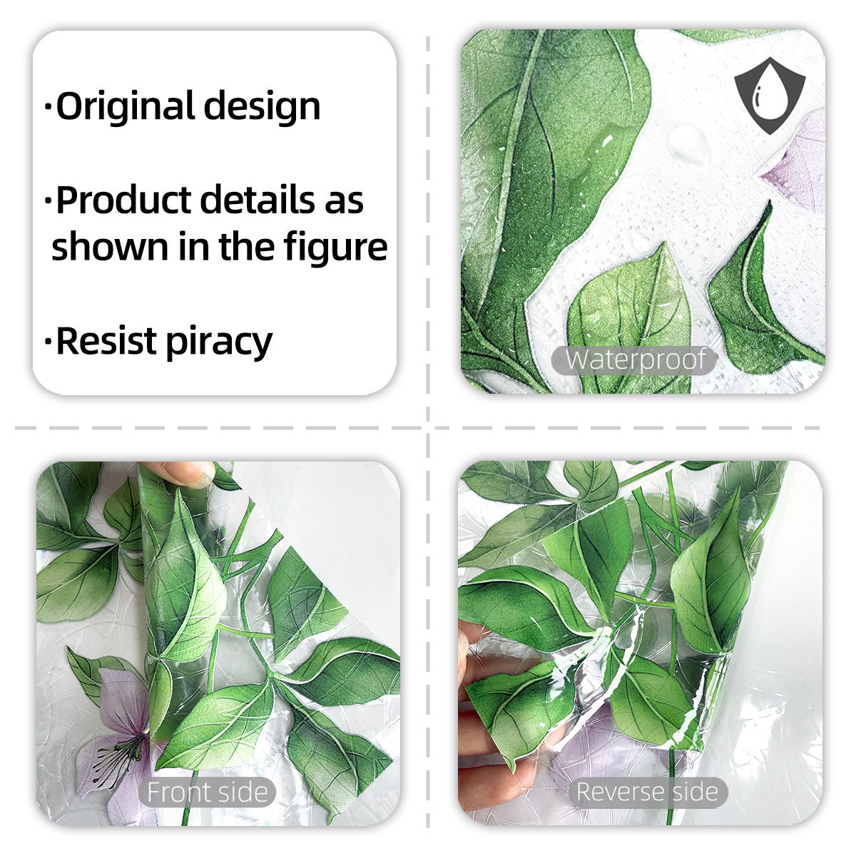 230g Weight Window stickers Home Textiles & Decor Type PVC Material Leaf, Flower Pattern Casual, Pastoral Style Casual Pastoral Leaf Flower PVC Window Stickers Window Accessories 6