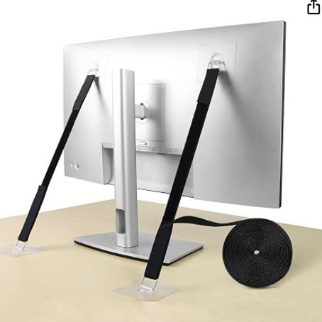 Self-adhesive flat-screen TV safety strap, no-installation required, for wall-mounted desks and screens, anti-vibration strap, anti-tilt furniture anchor