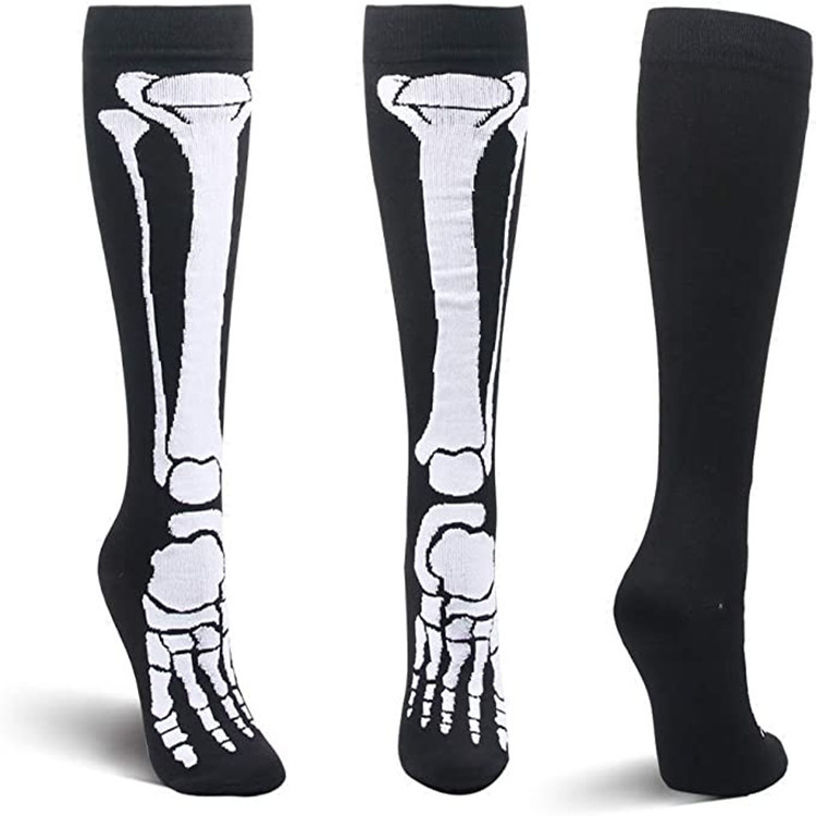 Mujeres Estilo De Moda Cráneo Nylon Calcetines Sobre La Rodilla 2 Piezas display picture 2