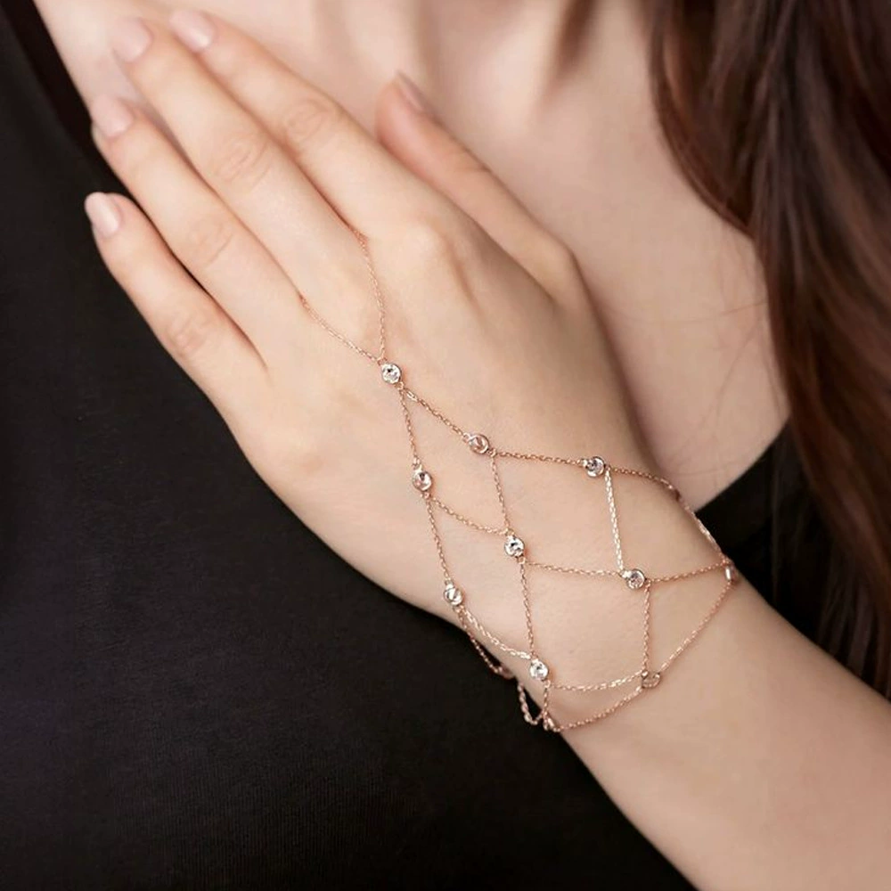 Трансграничный новый сетчатый браслет с полным бриллиантом мода личность нишевая дизайн высокого уровня с бриллиантами летняя браслет