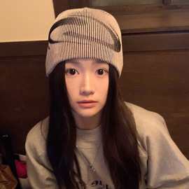 日系潮流针织帽子女秋季新款百搭冷帽护耳包头帽滑雪保暖毛线帽男