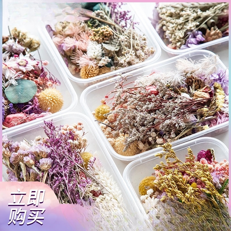 DIY混装花盒混合干花花材包手工材料包家居装饰真花风干果速卖通