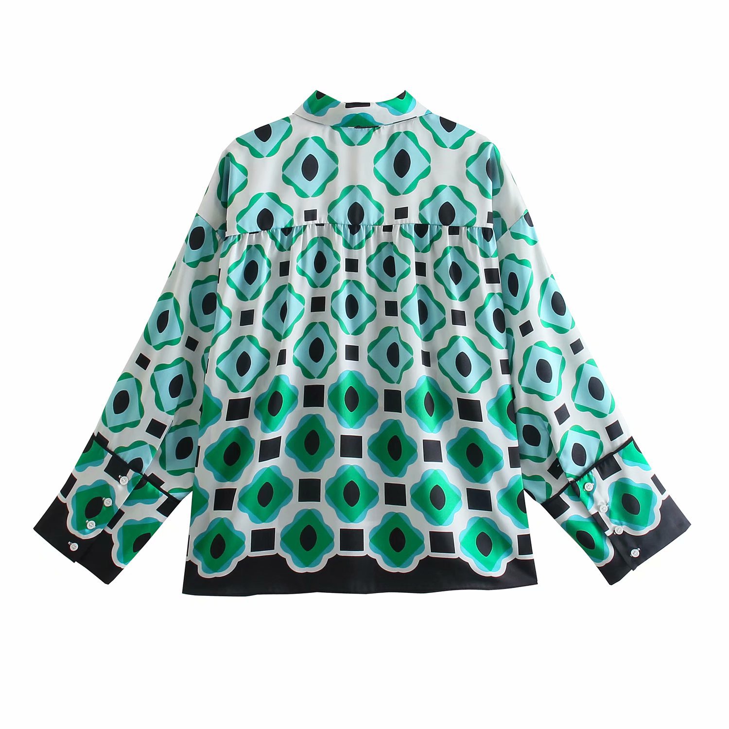 geometric pattern printing long-sleeved shirt  NSAM50051