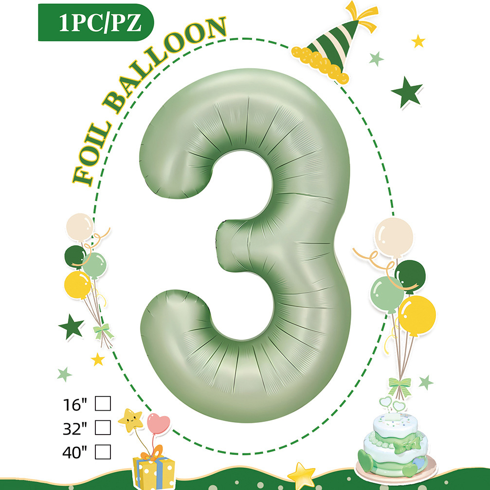 Embalaje de tarjeta de papel independiente digital de cumpleaños impreso en blanco de 32 pulgadas, decoración de fiesta de la versión estadounidense, película de aluminio, decoración de globos de papel de aluminio