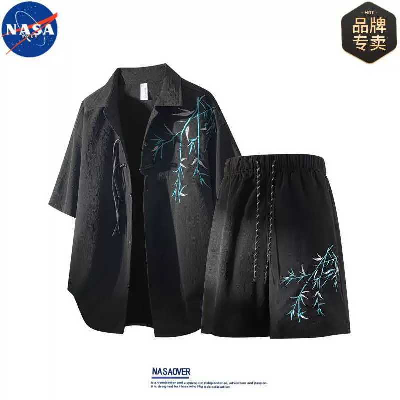 Футболка NASAOVER летняя мужской комплект, китайский стиль, высокое качество, с коротким рукавом