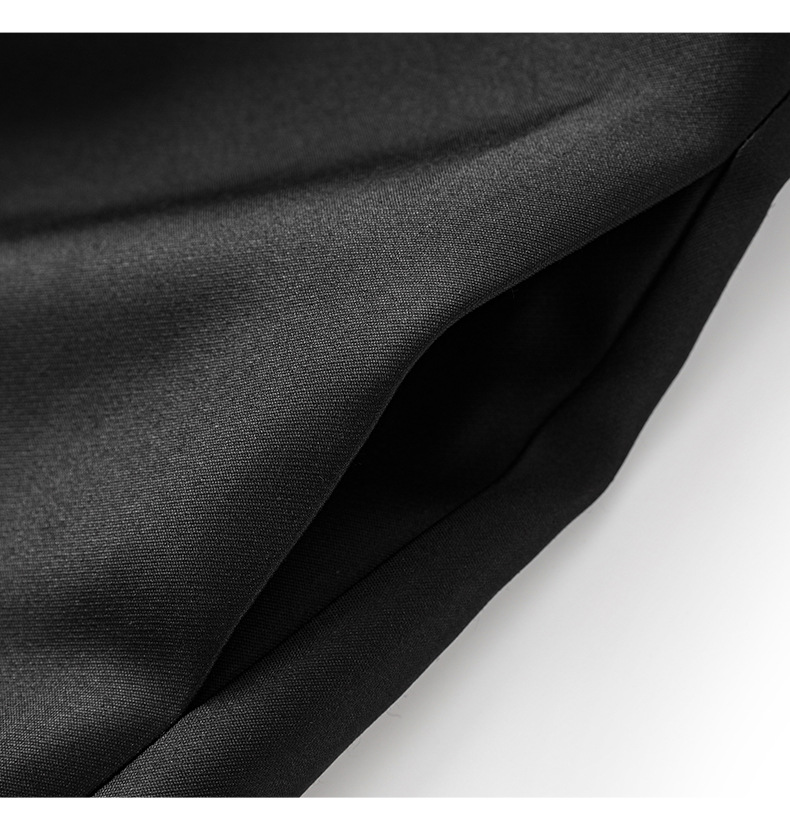 Váy liền nữ lụa phối satin organza tay ngắn thắt eo — Màu đen chi tiết 18