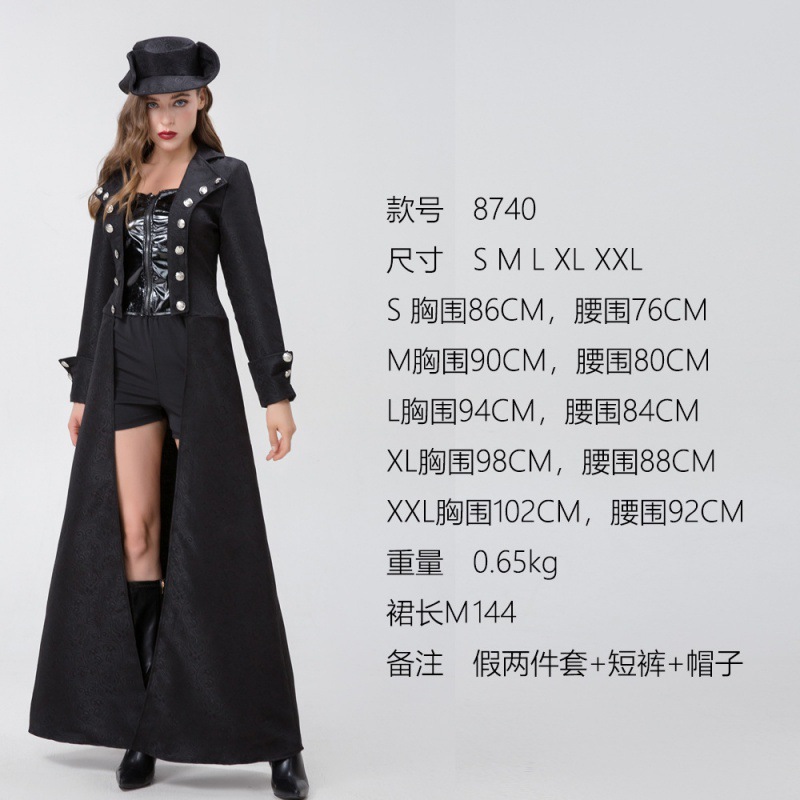 (2개) 중세 펑크 의상, 성인 여성 보스 의상, 유럽 및 미국 영화 캐릭터 의상, 코스프레 해적 의상