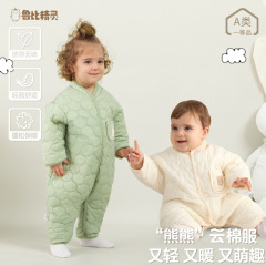 Baby cotton coat, autumn and winter style, newborn baby warm velvet jumpsuit, male and female baby outing clothes, cuddling clothes