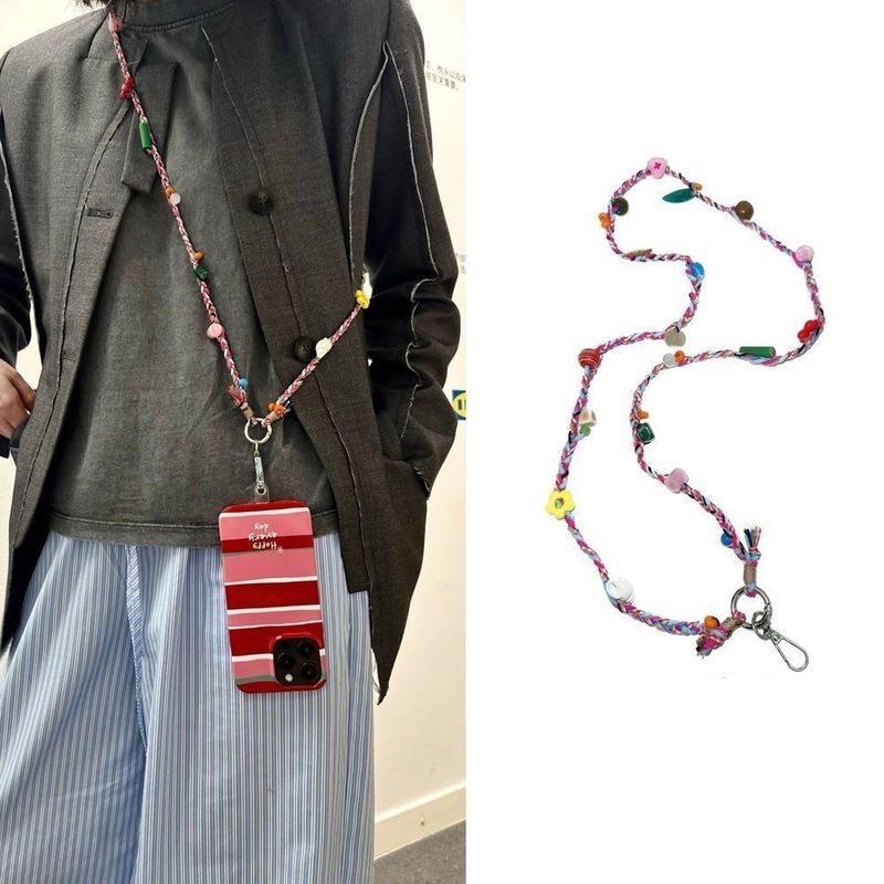 Personalized Versatile Colorful Braided Rope Phone Chain with a High-End Feel, Exquisite Versatile Niche Unique Design Silk Scarf Pendant