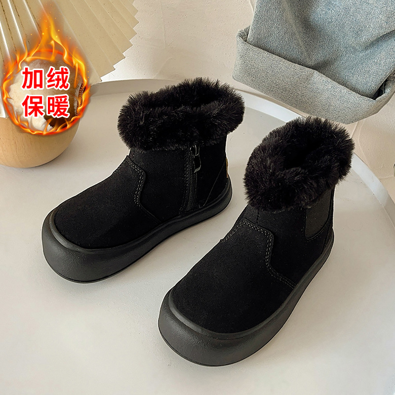 Botas de nieve para niños 2024 invierno nuevos zapatos de invierno para niñas zapatos de algodón de nieve para niñas zapatos de peluche zapatos para niños