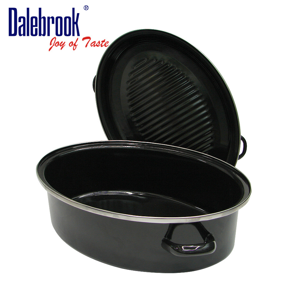 Anycook搪瓷珐琅烤鸡锅 不粘烧烤炉架烤盘烤锅 节日烤火鸡锅套装