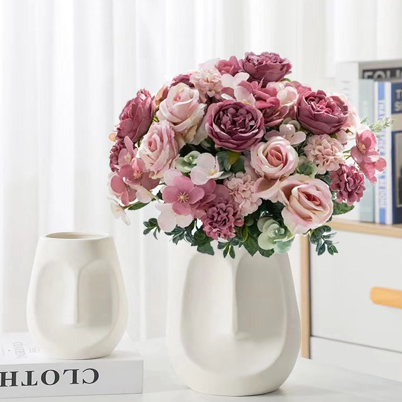 Cross-border hot-selling simulation rose ball chrysanthemum silk flower home decoration ornaments holiday atmosphere layout simulation peony