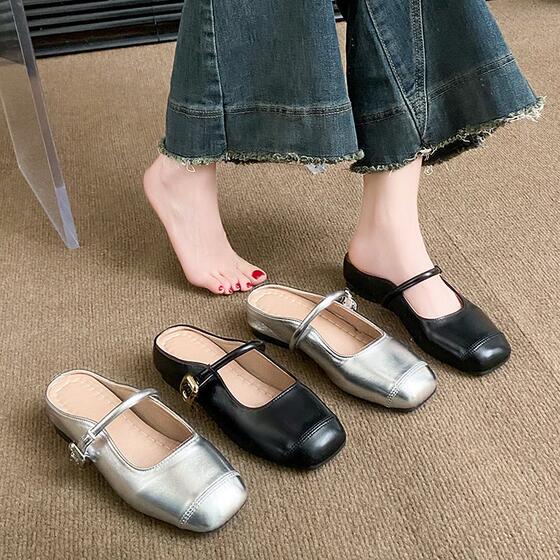 Evening Style New Style Sandals and Slippers for Outer Wear Late Summer Mary Jane Shoes French Style 2025 Height-Increasing Baotou Half Slippers for Women