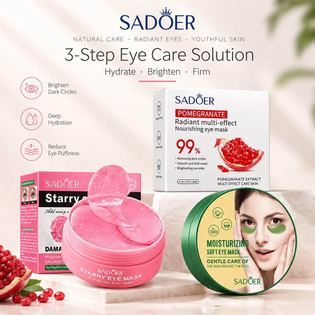 Foreign Language Moisturizing Eye Mask Series Sadoer Collagen Aloe Vera Lightening Dark Circles and Wrinkles Eye Patch Skin Care Products Foreign Trade