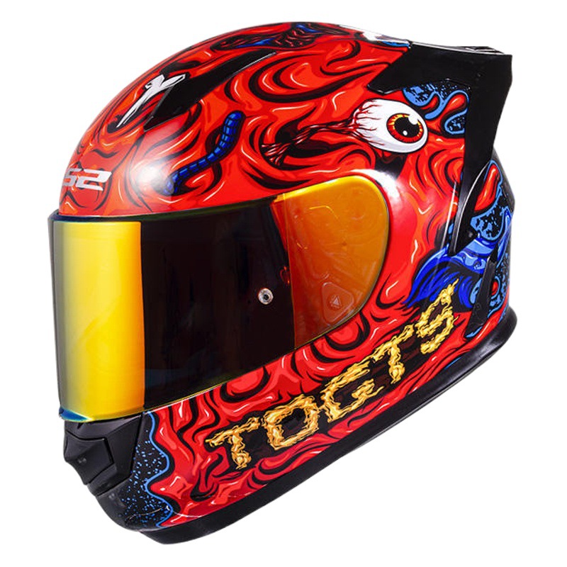 LS2 casco de fibra de carbono de la motocicleta casco completo de los hombres y de las mujeres de carreras de motos cuatro estaciones universal anti-niebla cola grande FF801