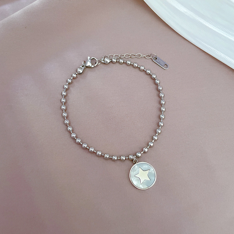 Fashion Pentagram Titanium Steel Plating Shell Bracelets