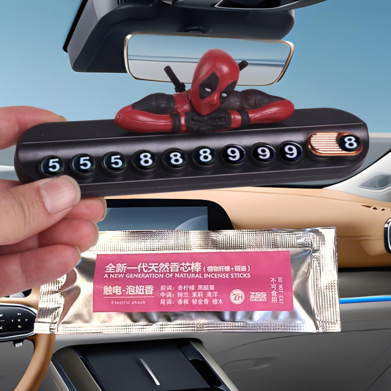 Tarjeta de estacionamiento temporal de Deadpool Car, placa de teléfono móvil femenina, placa de número de teléfono móvil para automóvil, suministros decorativos ocultos